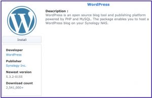 ‘Official’ WordPress installation on a Synology NAS Server using the Package Center