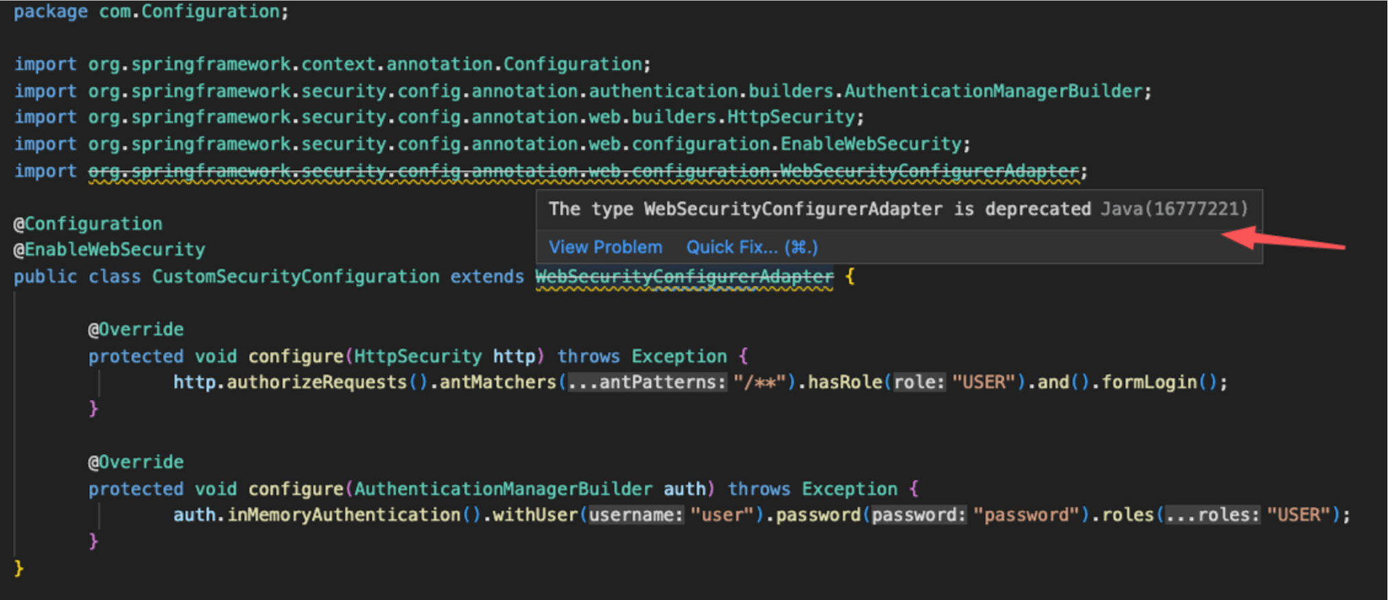 Spring Boot Security The SecurityConfigurerAdapter is not the case